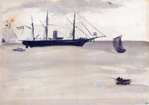 USS Kearsarge fora de Boulogne (Edouard Manet) - Reprodução com Qualidade Museu