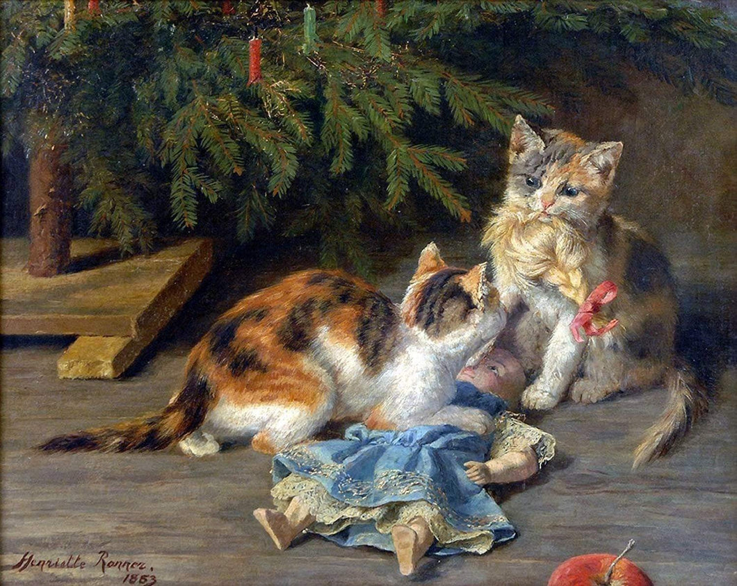 The Christmas Spat (Henriette Ronner-Knip) - Reprodução com Qualidade Museu