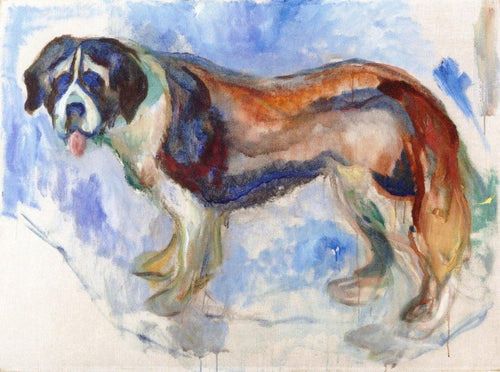 Cão São Bernardo na neve (Edvard Munch) - Reprodução com Qualidade Museu