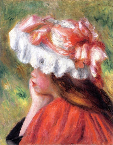 Chapéu Vermelho Cabeça De Uma Menina (Pierre-Auguste Renoir) - Reprodução com Qualidade Museu