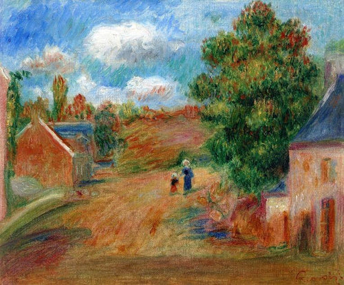Paisagem de entrada para a vila com mulher e criança (Pierre-Auguste Renoir) - Reprodução com Qualidade Museu
