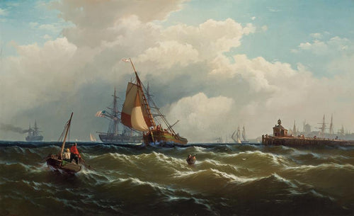 Vista de Paulus Hoeck em Nova Jersey, do porto de Nova York (Edward Moran) - Reprodução com Qualidade Museu