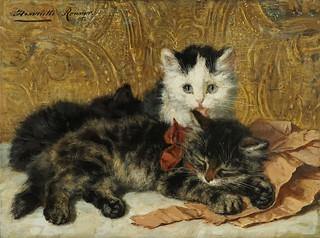 Três gatinhos (Henriette Ronner-Knip) - Reprodução com Qualidade Museu