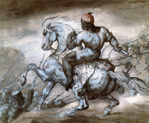 Episódio da Guerra Colonial - Homem negro e seu cavalo empinado