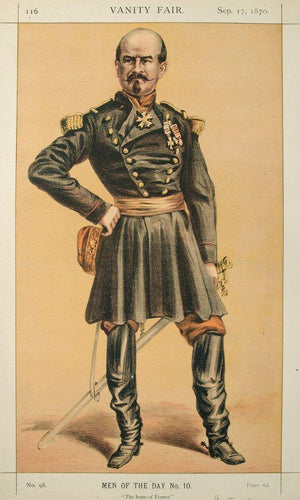 Homens do dia nº 100, caricatura do general Louis Jules Trochu, legenda lida