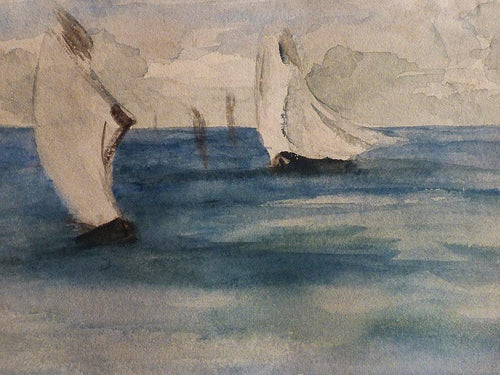 Vista do mar com veleiros (Edouard Manet) - Reprodução com Qualidade Museu