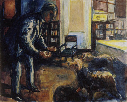 Auto-retrato com cães (Edvard Munch) - Reprodução com Qualidade Museu