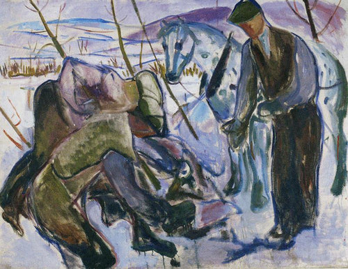 Trabalhadores e cavalos (Edvard Munch) - Reprodução com Qualidade Museu