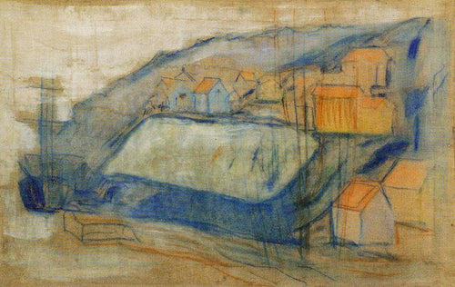 Aldeia à Beira-mar (Edvard Munch) - Reprodução com Qualidade Museu