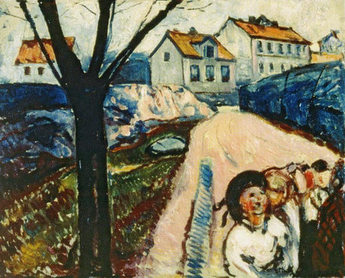 Rua em Kragero (Edvard Munch) - Reprodução com Qualidade Museu
