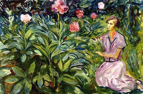 Mulher Com Peônias (Edvard Munch) - Reprodução com Qualidade Museu