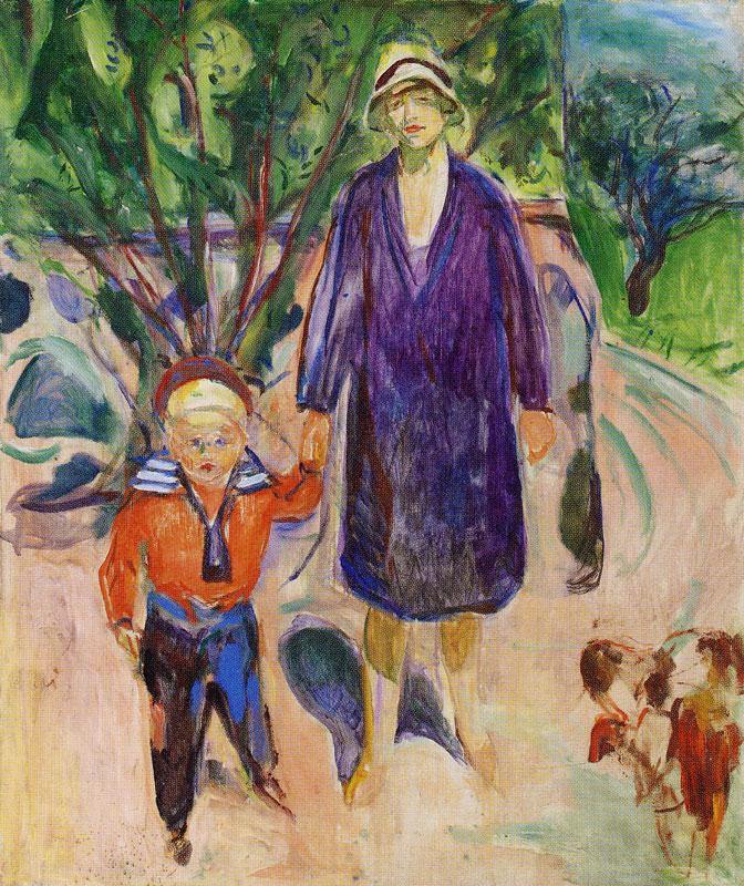 Mulher Com Menino Pequeno (Edvard Munch) - Reprodução com Qualidade Museu