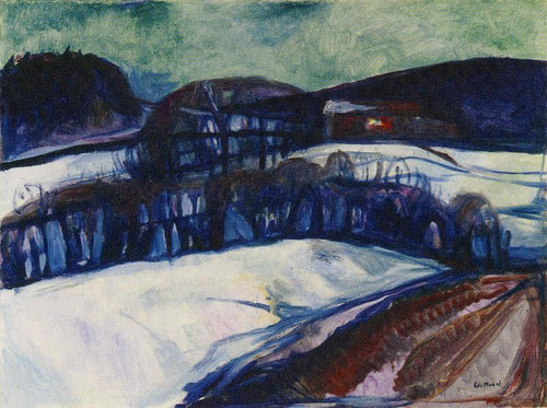 Paisagem de neve à noite (Edvard Munch) - Reprodução com Qualidade Museu