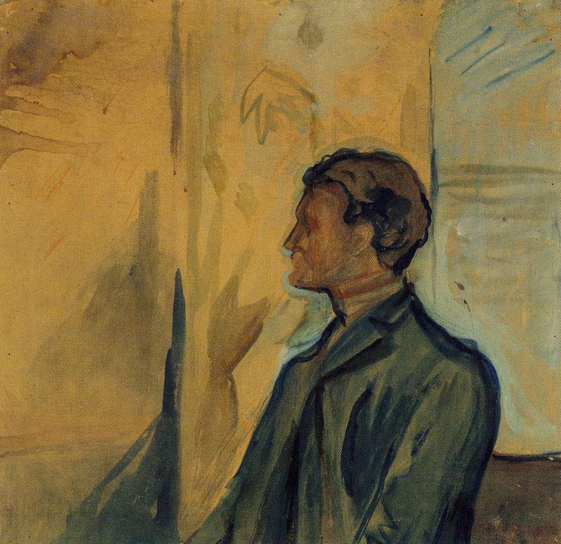 Auto-retrato no perfil (Edvard Munch) - Reprodução com Qualidade Museu