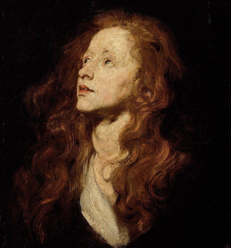 Estudo da cabeça de uma mulher olhando para cima (Anthony van Dyck) - Reprodução com Qualidade Museu