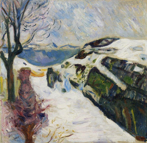 Paisagem de inverno de Kragero (Edvard Munch) - Reprodução com Qualidade Museu