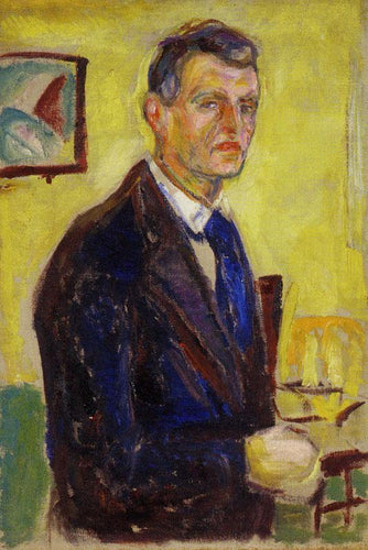 Auto-retrato sobre fundo amarelo (Edvard Munch) - Reprodução com Qualidade Museu