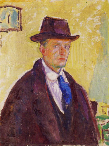 Auto-retrato com chapéu e casaco (Edvard Munch) - Reprodução com Qualidade Museu