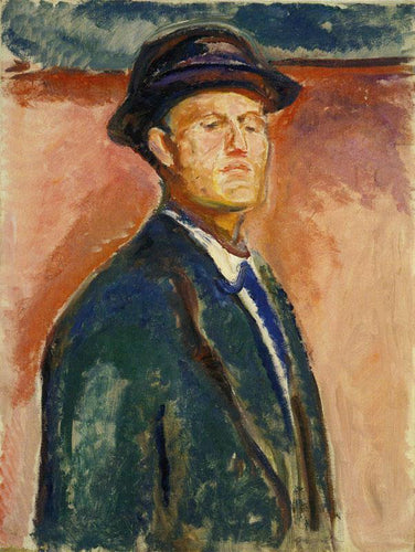 Auto-retrato com chapéu (Edvard Munch) - Reprodução com Qualidade Museu