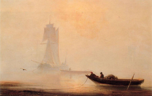 Barcos pesqueiros em um porto (Ivan Aivazovsky) - Reprodução com Qualidade Museu