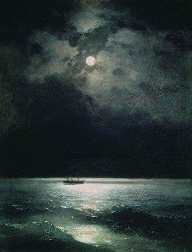 O Mar Negro à Noite (Ivan Aivazovsky) - Reprodução com Qualidade Museu