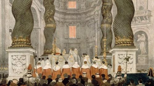 Cerimônia papal em São Pedro, em Roma, sob o dossel de Bernini