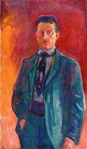 Auto-retrato contra fundo vermelho (Edvard Munch) - Reprodução com Qualidade Museu