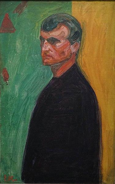 Auto-retrato contra fundo bicolor (Edvard Munch) - Reprodução com Qualidade Museu