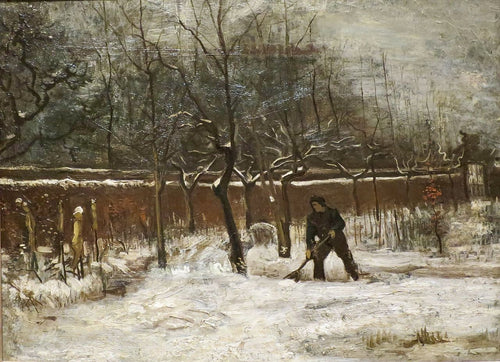 O jardim da reitoria em Nuenen na neve (Vincent Van Gogh) - Reprodução com Qualidade Museu