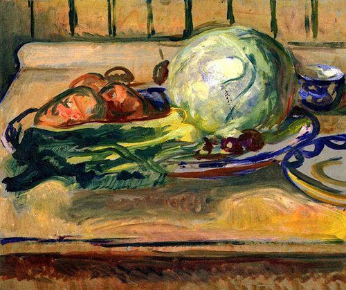 Natureza morta com repolho e outros vegetais (Edvard Munch) - Reprodução com Qualidade Museu