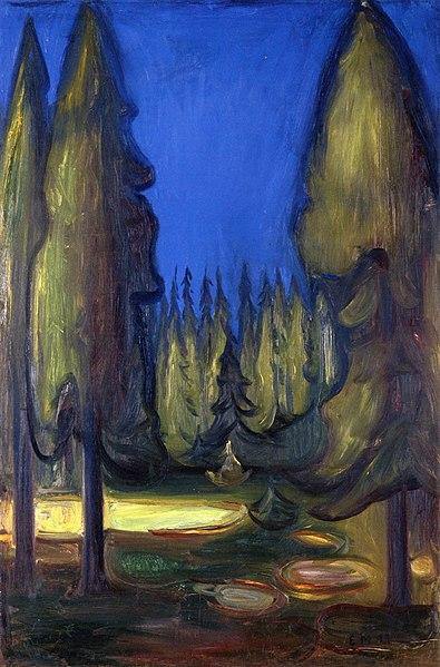 Floresta de Abetos Negros (Edvard Munch) - Reprodução com Qualidade Museu