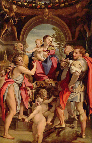 Madonna e o menino com São Jorge, São Gemignano, São Pedro, o Mártir e João Batista - Replicarte
