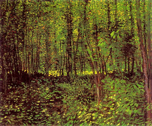 Árvores e sub-bosque (Vincent Van Gogh) - Reprodução com Qualidade Museu