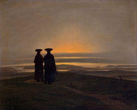 Paisagem noturna com dois homens (Caspar David Friedrich) - Reprodução com Qualidade Museu