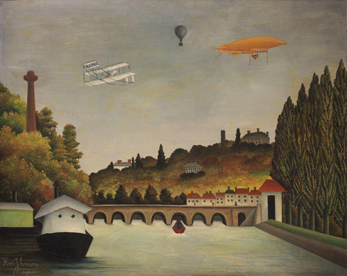 Vista da ponte em Sevres e das colinas em Clamart St. Cloud e Bellevue (Henri Rousseau) - Reprodução com Qualidade Museu