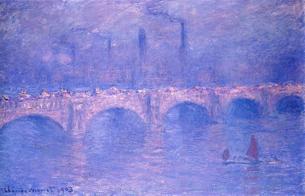 Ponte Waterloo, luz do sol nebulosa (Claude Monet) - Reprodução com Qualidade Museu