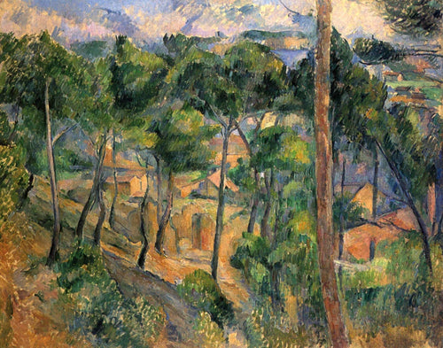 Lestaque View Through The Pines (Paul Cézanne) - Reprodução com Qualidade Museu