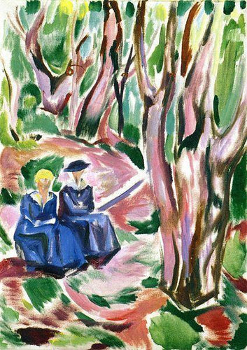Duas mulheres na floresta em Ekely (Edvard Munch) - Reprodução com Qualidade Museu