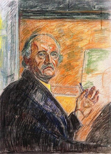 Auto-retrato com bastão pastel (Edvard Munch) - Reprodução com Qualidade Museu