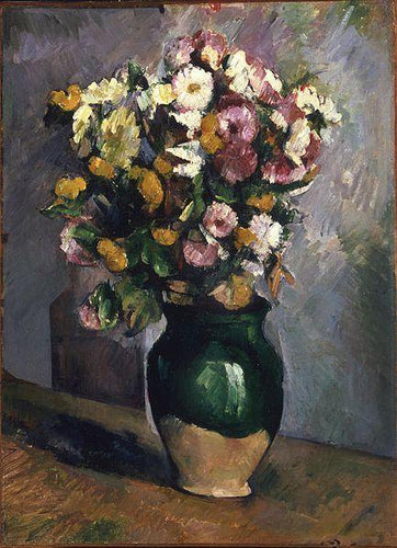 Flores em uma jarra de azeitona (Paul Cézanne) - Reprodução com Qualidade Museu