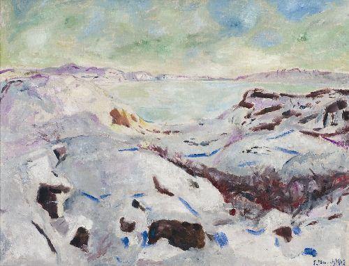 Paisagem de neve de Kragero (Edvard Munch) - Reprodução com Qualidade Museu