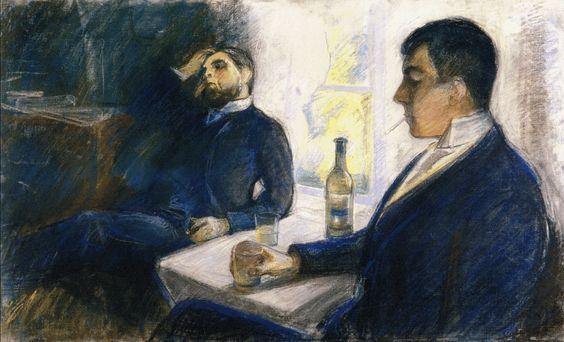 Os bebedores de absinto (Edvard Munch) - Reprodução com Qualidade Museu