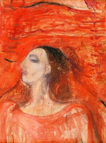 A cabeça da mulher contra um fundo vermelho (Edvard Munch) - Reprodução com Qualidade Museu