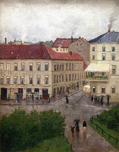 Esquina da rua na Karl Johan, Grand Café (Edvard Munch) - Reprodução com Qualidade Museu