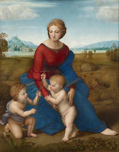 Maria com Cristo Menino e São João Batista (Rafael) - Reprodução com Qualidade Museu