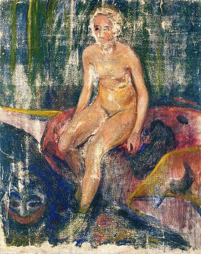 Máscara de nudez sentada e grotesca (Edvard Munch) - Reprodução com Qualidade Museu