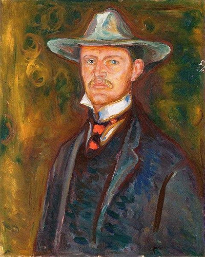 Auto-retrato com chapéu de aba larga (Edvard Munch) - Reprodução com Qualidade Museu