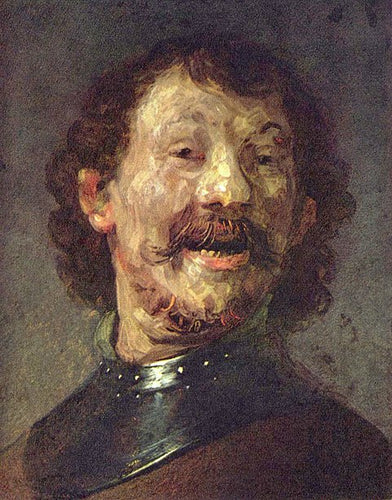Busto de um homem rindo em um desfiladeiro (Rembrandt) - Reprodução com Qualidade Museu