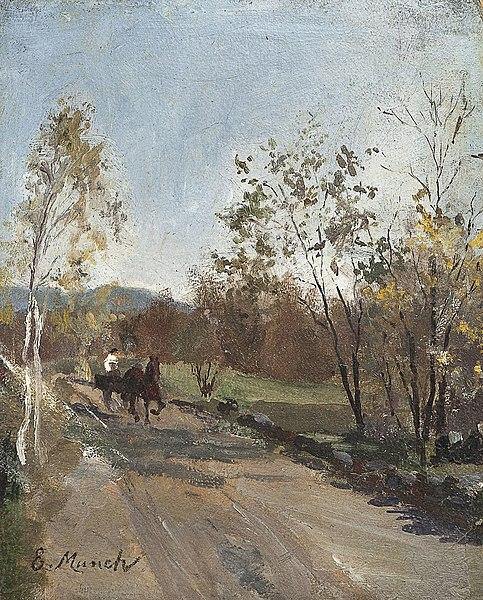 Cavalo e carroça em uma estrada secundária (Edvard Munch) - Reprodução com Qualidade Museu