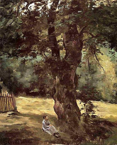 Mulher sentada sob uma árvore (Gustave Caillebotte) - Reprodução com Qualidade Museu